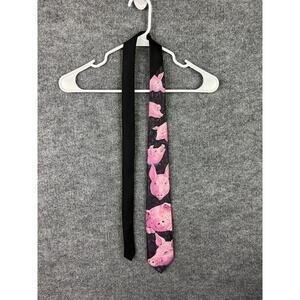 PINK PIG NECKTIE Vtg Ralph Marlin SIGNED "Pig" Novelty Tie 1989 U.S.A. Made Poly